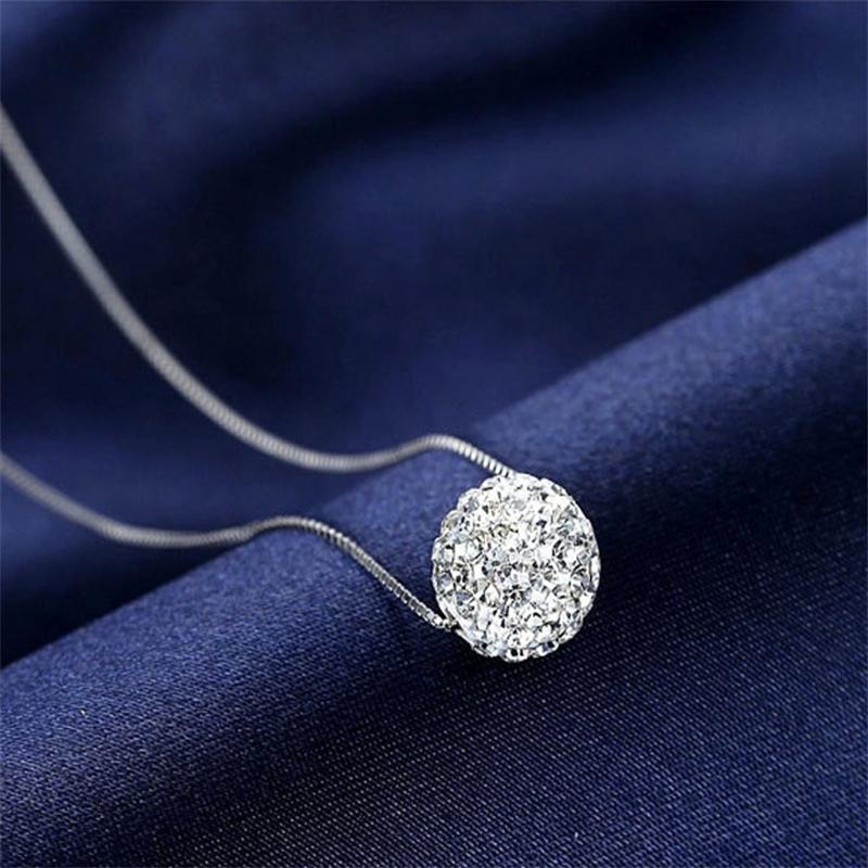 Silver Chain Small Ball Pendants Women's Necklaces Short Neck Jewelry Rhinestone Clavicle Necklace Party Neck Jewelry