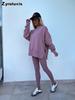 New Spring Outwear Women's Fashion Loose Fit Leggings Set with Oversized Sweatshirt Two Piece Outfit