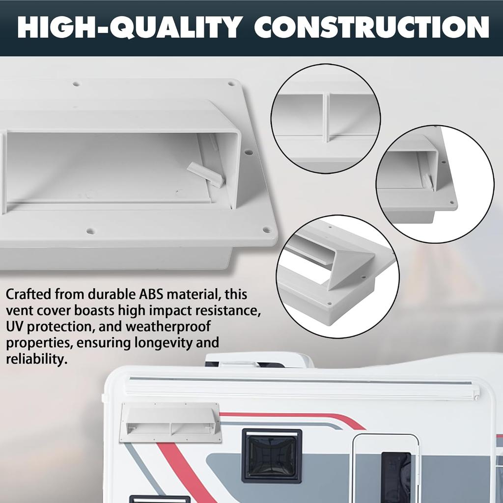 TonGass RV Range Hood Vent Cover For Camper, RV Exhaust Side Stove Vent Cover Replacement For Trailers & Motorhomes, Includes 10 Screws - White