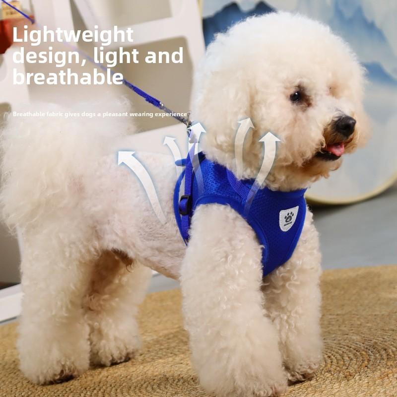 Pet Chest and Back Strap Vest Dog Leash, Small and Medium-sized Bichon Frise Dog Leash, Retractable Reflective Night Walking Breathable