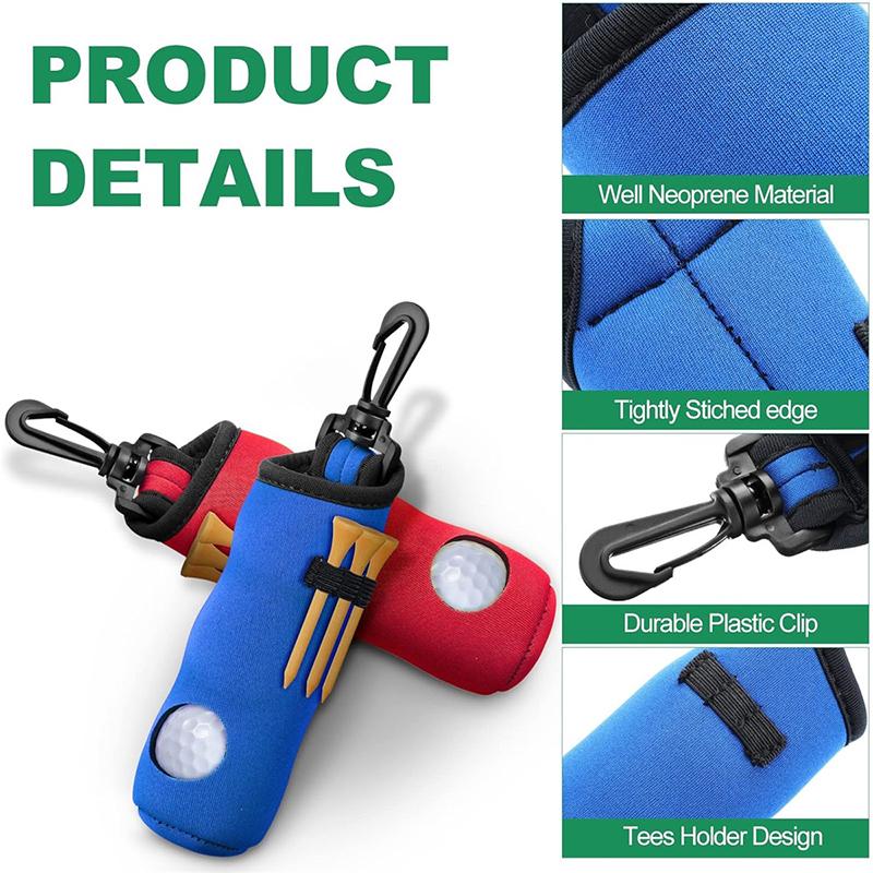 1Pc Golf Tee Holder Neoprene Golf Ball Carry Bag Pouch Golf Ball Holder Keychain Belt Clip Portable Golf Gifts Accessories