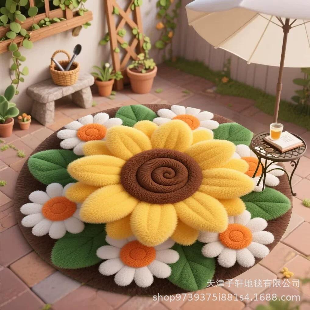 3D Sunflower Flower Carpet Home Bathroom Floor Mat Entrance Mat