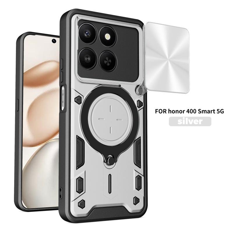 Etui For Honor 400 Smart 5G Global z osłoną obiektywu, Pancerne, Odporne na wstrząsy Etui na telefon Coque For Honor X7D 5G z uchwytem na pierścień