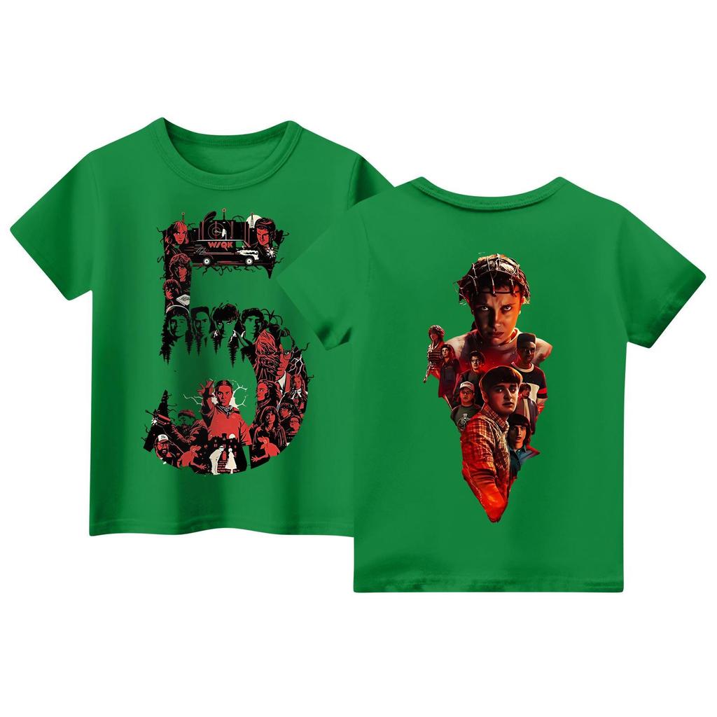 Children's Short Sleeve Tops Casual Print T Shirt Round Neck Pullover Blouse