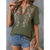 Summer Embroidery Womens Tshirt Fashion Splicing Lace Short Sleeve Top