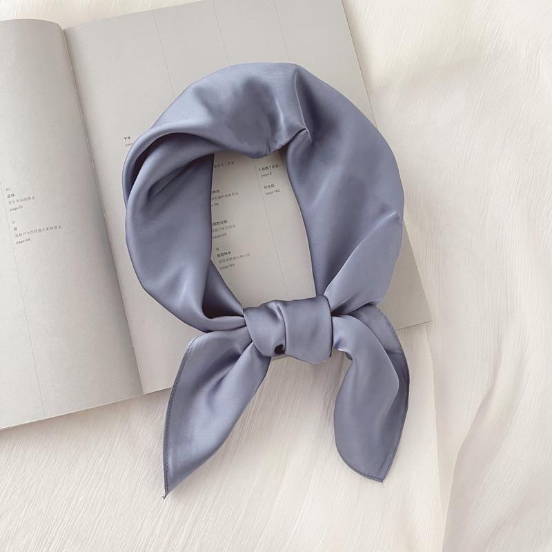 Luxury Solid 70*70cm Silk Square Scarf Women Soft Satin Hairband Neckerchief Tie Female Headband Foulard Bag Ribbon Gift
