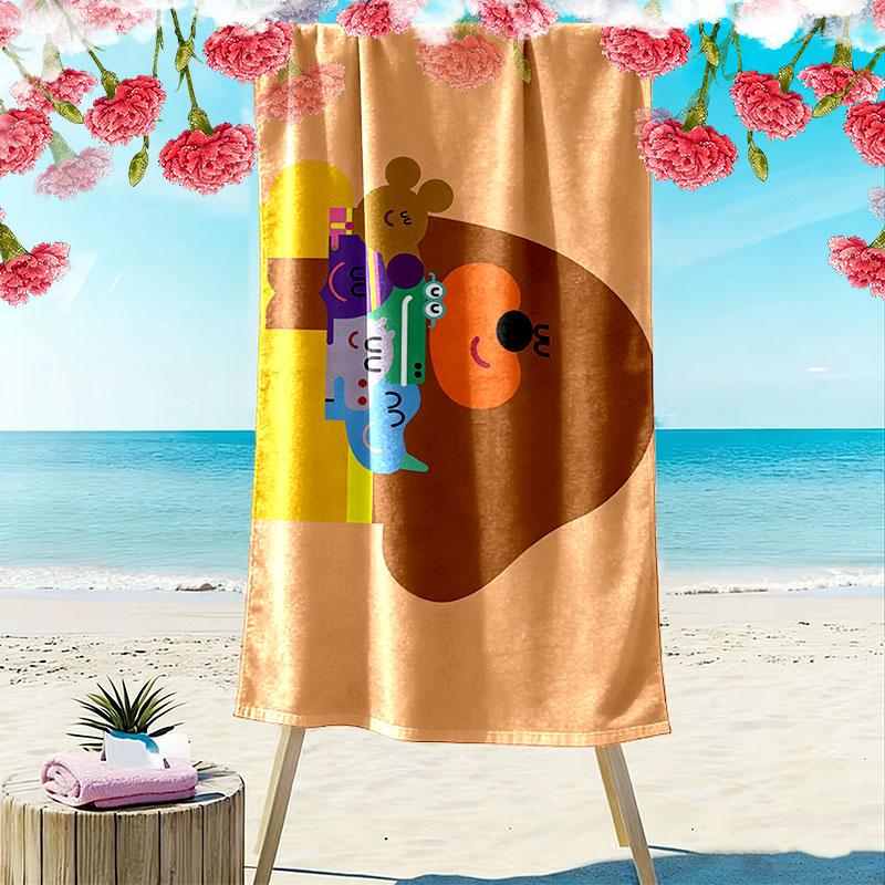 Duggee Print Beach Towel, Large Soft Quick Dry Towel for Beach Camping Swimming