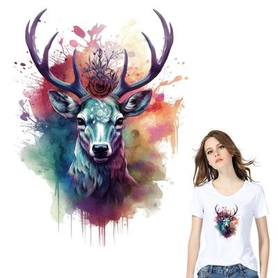 Toppe Cervo Capra Per Vestiti Decalcomanie Animali Felpe Top Vinile Fai da Te Lavabile Livello A Pressa Termica Adesivo Termico Su Vestiti