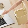 Small Wastebasket With Push Button Opening Modern Cream White Trash Bin Garbage Can For Home Office Desk Shelf Use