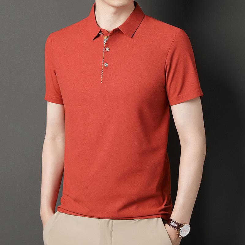 Summer New Style Waffle Breathable Short-sleeved T-shirt Loose Large Size Men's Thin Lapel T-shirt Bottoming Shirt