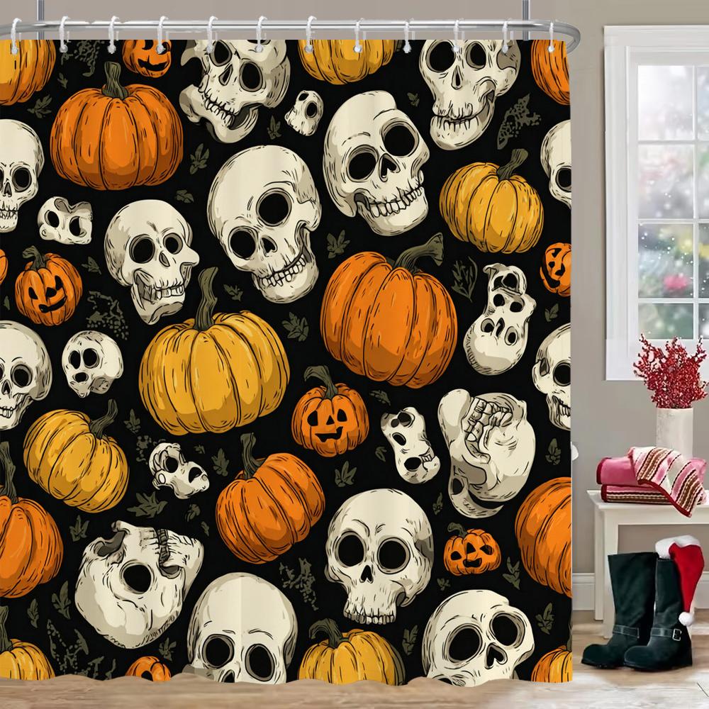 Halloween Shower Curtain Horrible Skull Bathroom Curtain With Hooks Printed Home Decor Curtain