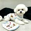 Lightweight Dog Vest Dachshund Schnauzer Bichon Teddy - Cartoon Style Cotton Blend Sleeveless Top In White Blue Pink