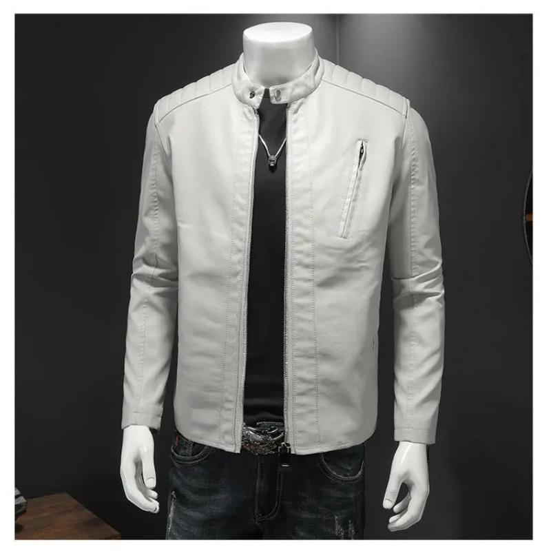 Herrenjacke Stehkragen Schlanke Jacke Herbstmode Herren Motorrad Lässiger Mantel Herren Moto Biker Mantel