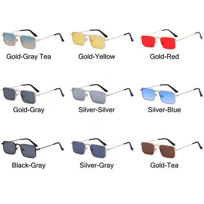Rectangle Sunglasses Candy Color Punk Sun Glasses Metal Frame Shades Eyewear for Women Men UV400 Protection Travel Shades