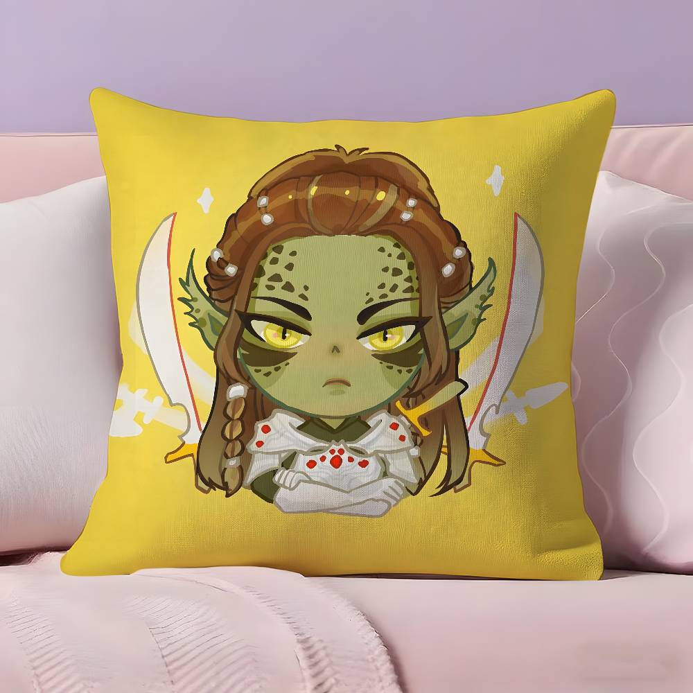 

Cartoon style B-Baldurs Gate 3 Pillow Case Pillowcase Ultra Soft Skin Friendly Fabric Cloud Like Comfort & Concealed Zipper 12x12Inch