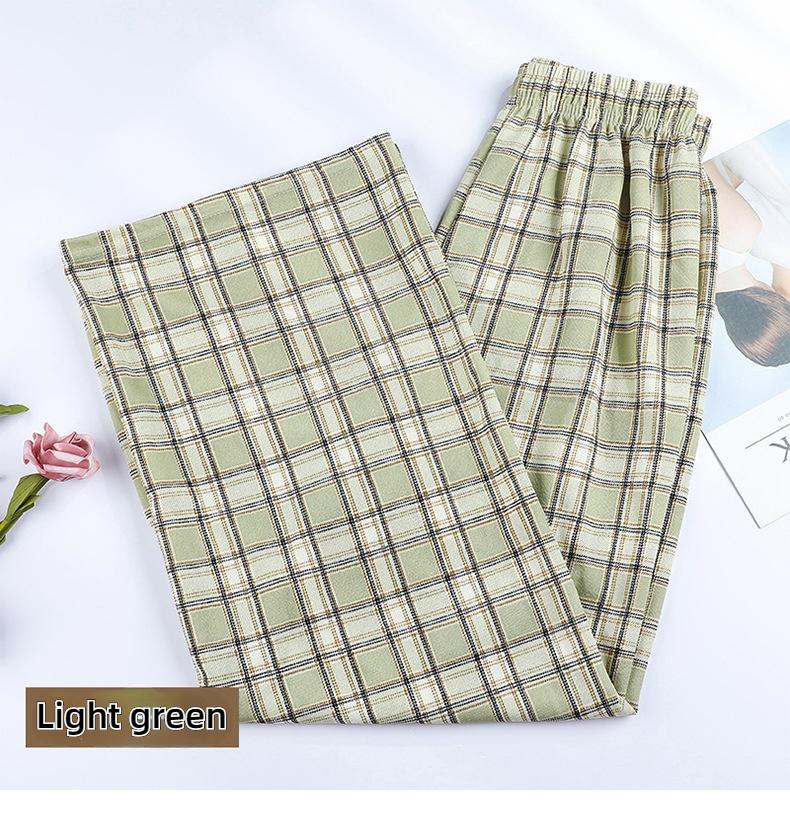 Vintage Plaid Women Pants High Waist Wide Leg Straight Pant Loose Casual Female Trousers Wide Leg Pant Fashion Streetwear