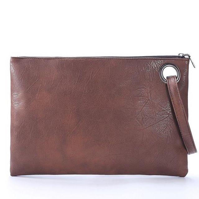 Solid Women Clutch Bag Leather EnvelopeEvening Handbag