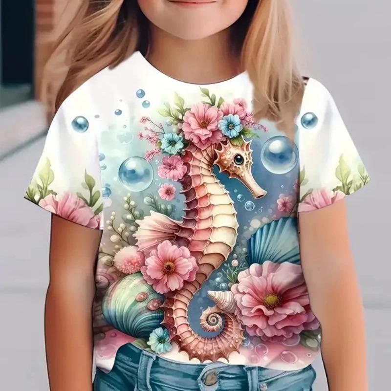 Cute Critters 3D Print Graphic T-Shirts for Children Casual Crew Neck Girl T-Shirt Boys' And Girls' Fashion Clothing T-Shirts