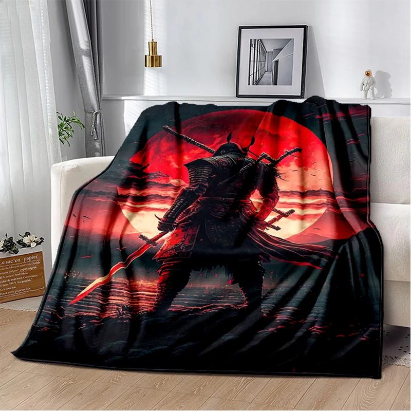 3D Japanischer Samurai Bushido Katana Cartoon Spiel Decke, Weiche Kuscheldecke für Zuhause Schlafzimmer Bett Sofa Reise Picknick Abdeckung Kinder