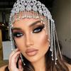 Simple Bridal Headband Rhinestone Party Hair Chain for Women Boho Indian Forehead Headpiece Alloy Accessory Jewelry