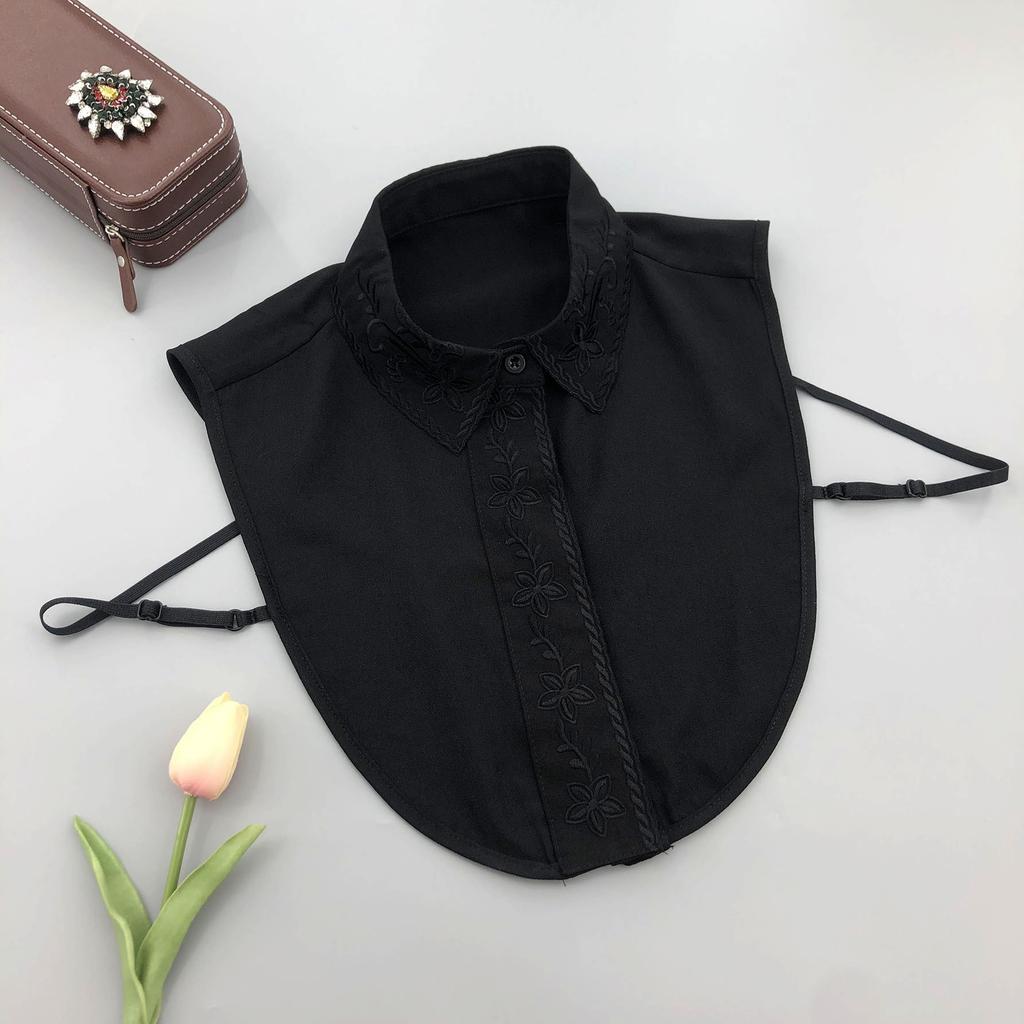 New Floral Embroidered Fake Collar for Sweater Autumn Versatile Neckwear Decoration Half Shirt Detachable Fake Collar