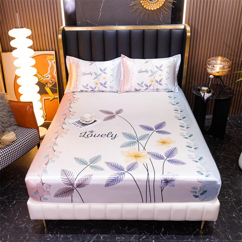 Ice Cooling Fitted Sheet for Queen Bed funda de colchón Cartoon Printed Bed Cover for Kids King Bed Protectors Smooth Bed Sheets