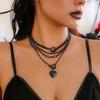 Punk Kall Vind Svart Kostymkrage Gotisk Mörk Het Cool Halskedja Set Nya 4-lagers Halsband Kvinnor