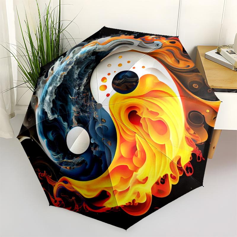 

Flame & Ice Yin Yang Symbol Art Print - Modern Abstract Design Umbrella, Christmas Gift Y386
