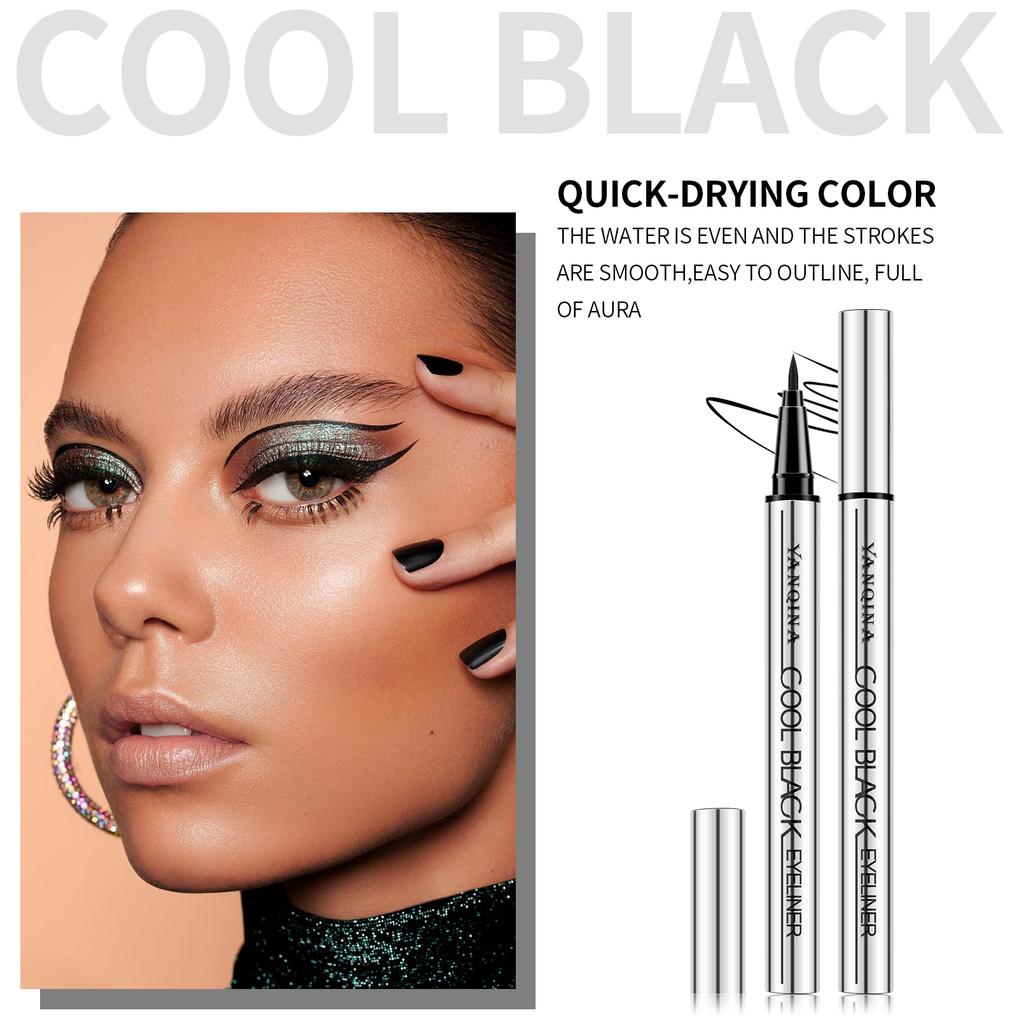 Waterproof Liquid Eyeliner Pen Sweatproof Long Lasting Smudge Resistant Smooth Texture 2 Colors Brown Black Beginner Eye Makeup