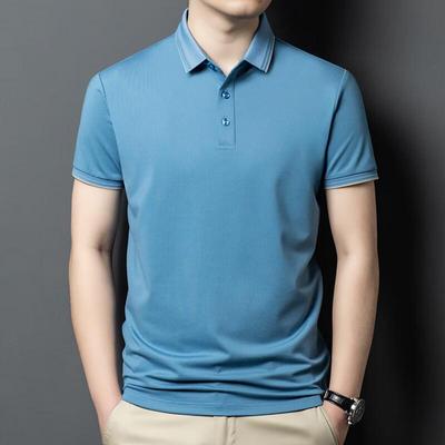 Yiliteng Men's Business Casual Short-Sleeve Polo Shirt