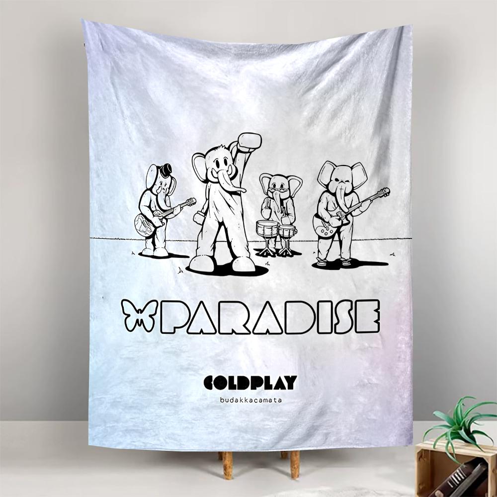 Vertical Tapestry Coldplay Paradise Cartoon Elephants Band Line Art Pastel Wall Hanging Tapestry Home Decor Gift