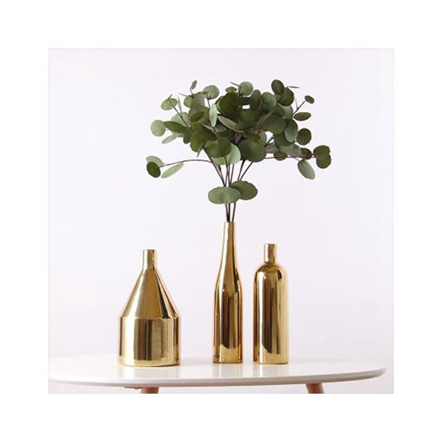 Hot Sale Gold Ceramic Tabletop Vase Modern Minimalist Style Flower Vase for Home Decoration