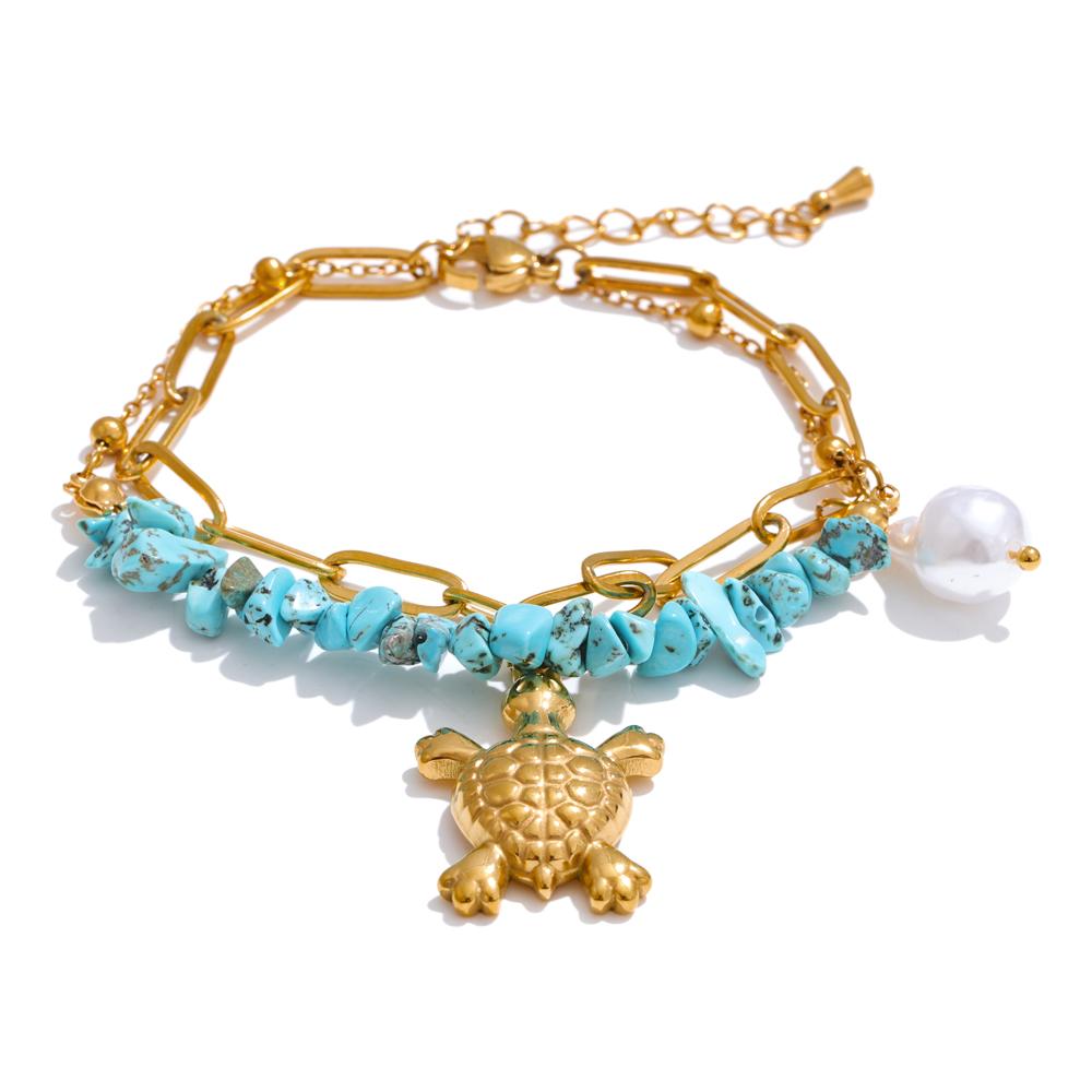 Yhpup Ocean Style Starfish Shell Pendant Handmade Necklace Bracelet Summer Vacation Stainless Steel Jewelry Waterproof