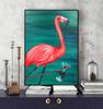 Nordic Posters and Prints Pink Flamingo Green Leaves Canvas Painting Wall Art Animal Pictures for Living Room Cuadros Home Decor