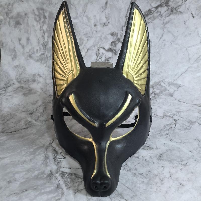 

1Pcs Wolf Head Helmet Costume Party Show Prop Ancient Egyptian Wolf Cosplay Face Mask Halloween Fancy Dress Ball Toy One Size