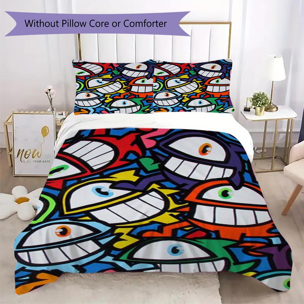 Quirky one-eyed monster Pattern Bedding,Quilt Set Quilt Cover Pillowcase Home Birthday Gift (1*duvet cover+2*pillowcase,without core)ZSJT0917333