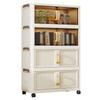 Plastic Storage Cabinet With Wheel Transparent Door Multi Layer Cabinet Stackable Design Simple Assembly Closet Organizer