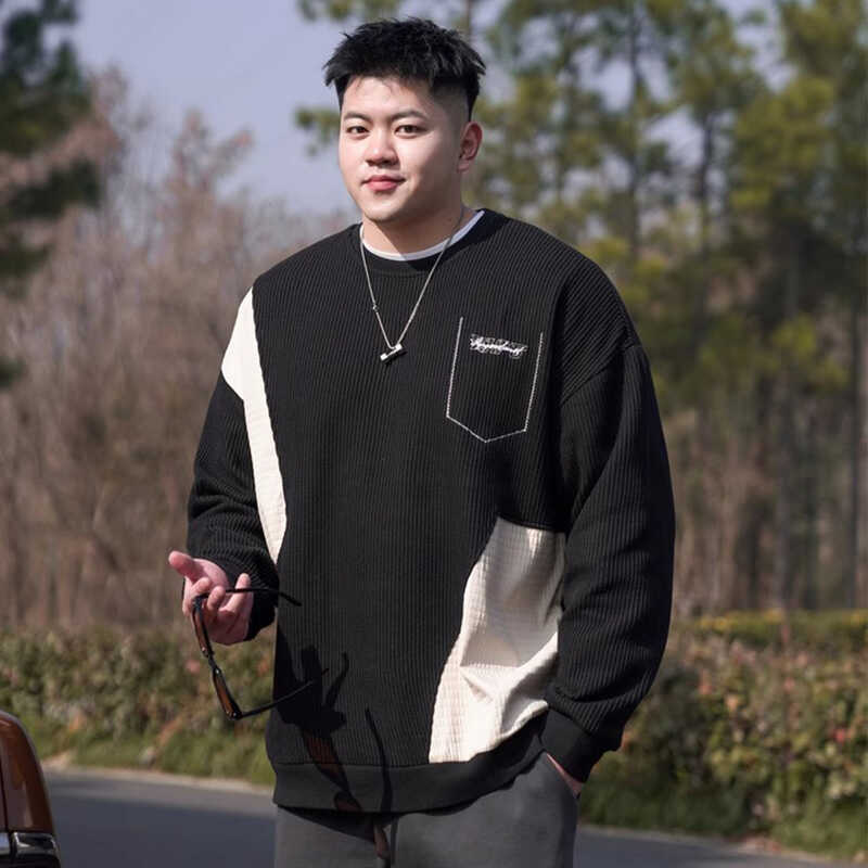 Gestrickter Rundhalsausschnitt, weicher, hochwertiger Stoff, knitterarm, Herren Street Sport Casual, atmungsaktiv, locker, Modetrend, bequeme Langarm-Oberteile