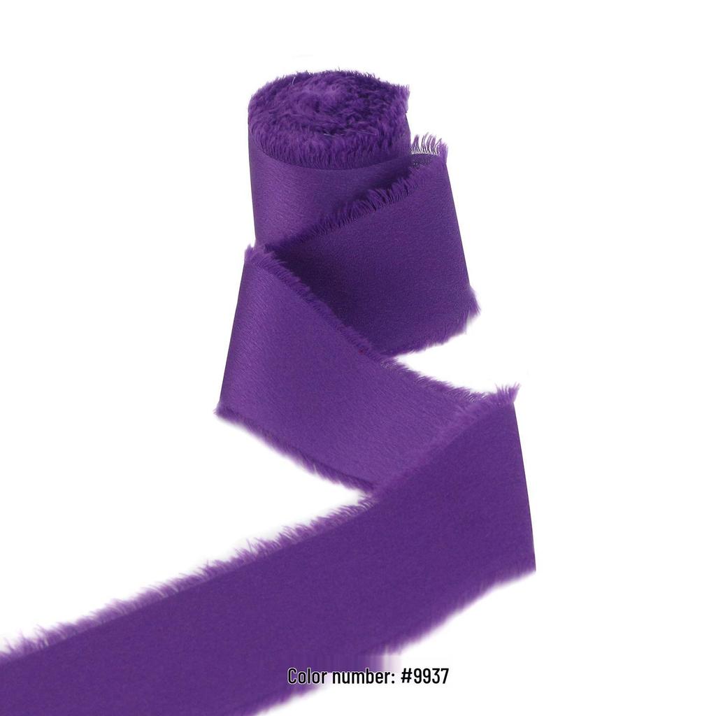 Hand-Tied Satin Chiffon Ribbon – Frayed Edge Silk Fabric for Gift Decoration