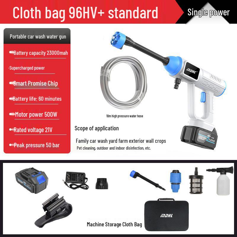 High-Pressure Wireless Portable Car Wash Gun with Lithium Battery