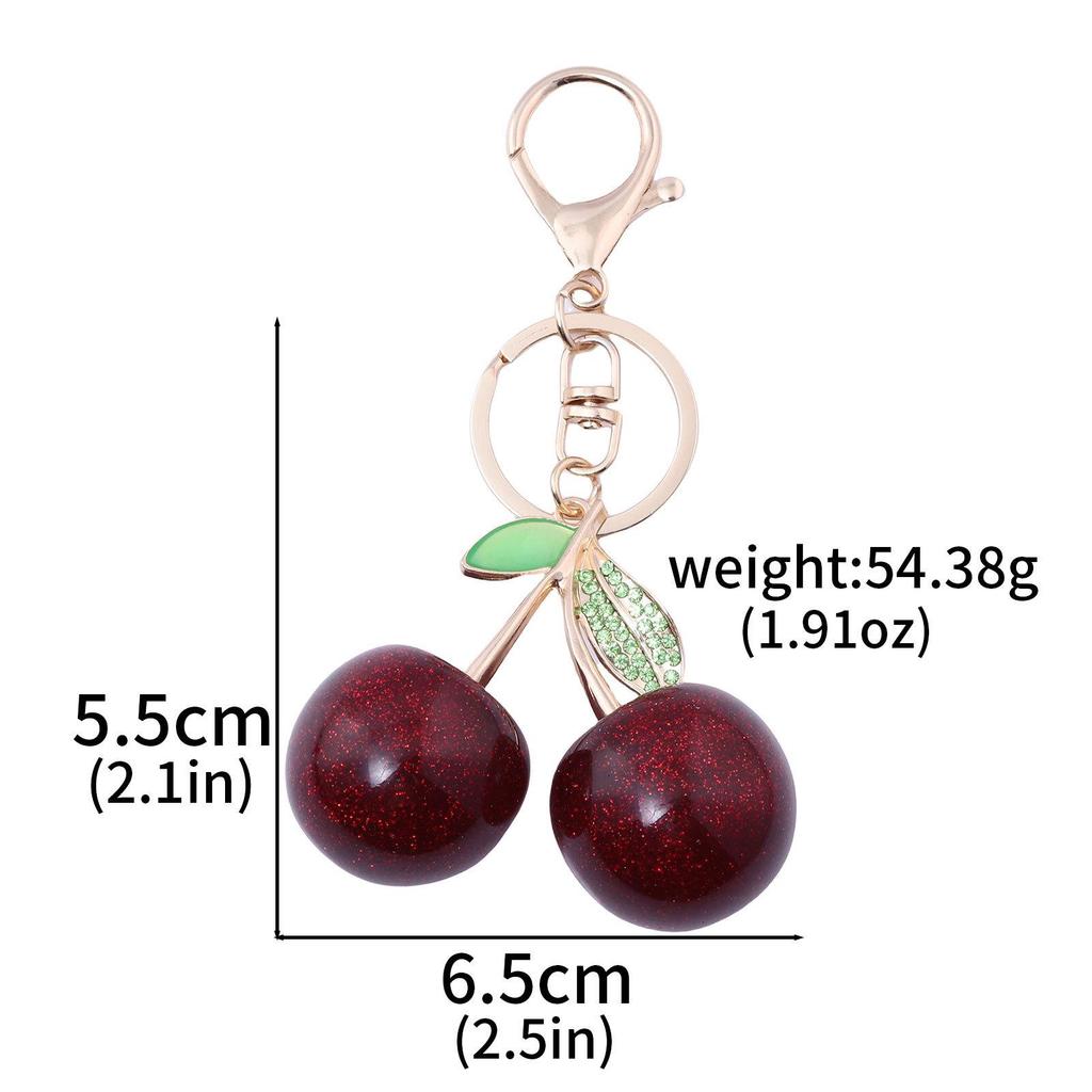 Xiyin Strass Emaille Frucht Schlüsselanhänger - Zitrone, Kirsche, Erdbeere Taschenanhänger Geschenk