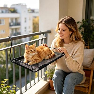 Cat Hammock Stand Breathable Mesh Foldable Mat Folding Indoor Cat Window Perch For Kitten Small Medium Large Breed Indoor Home