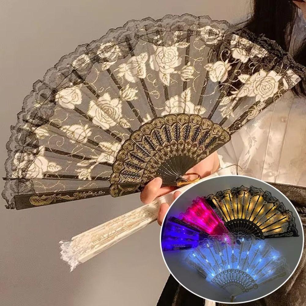 Creative Glow Folding LED Fan Colorful LED Luminous Dancing Light Fan Handmade Festivals LED Luminous Fan Party Performance