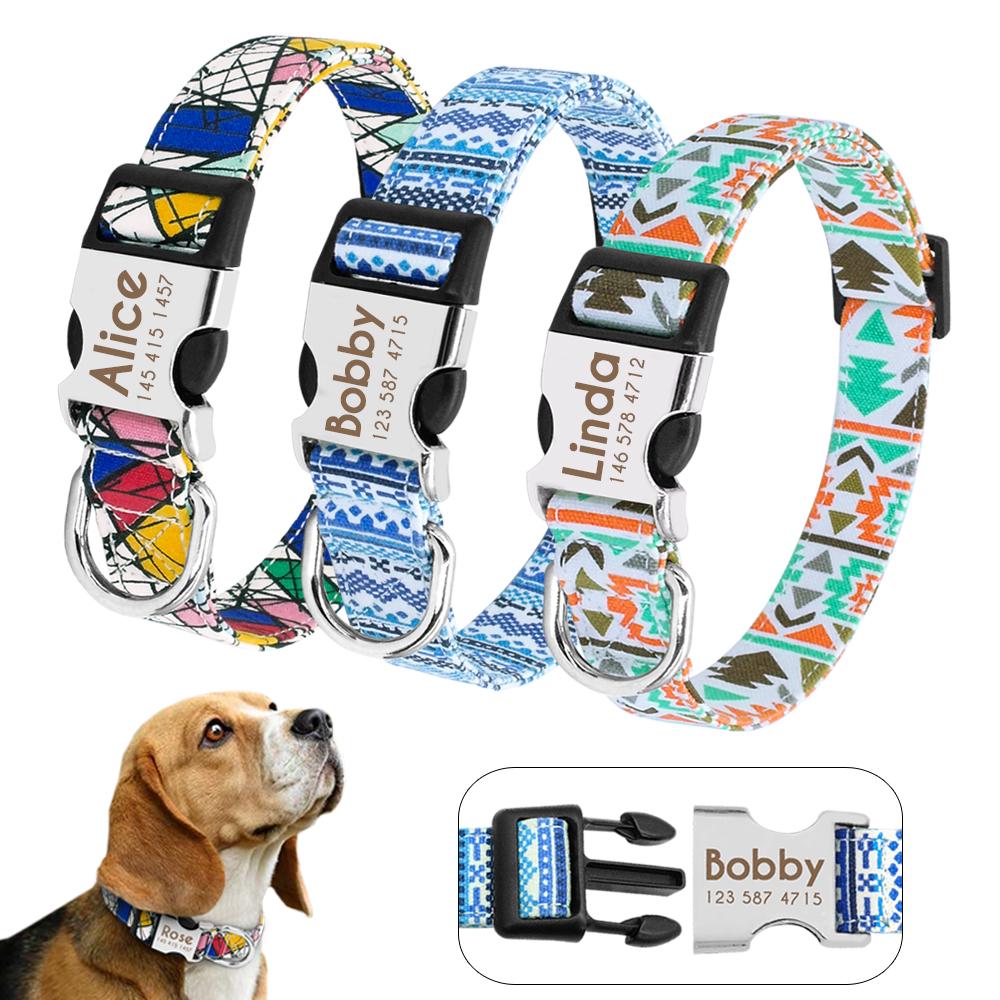 

Small Dog Collar Personalized Nylon Small Dog Collars Chihuahua Puppy Collar Engrave Name ID for Small Medium Large Pet Pitbull S синий