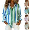 Dames Moteable Casual Fargerik Stripet Fargeblokkert Skjorte