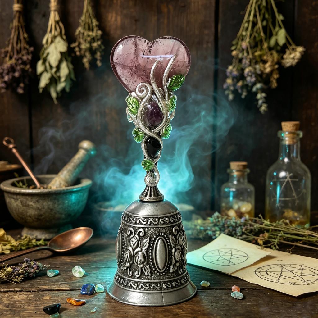 Natural Crystal Star Moon Love Tourmaline Crystal Magic Bell DIY Creative Halloween Witch Magic Props