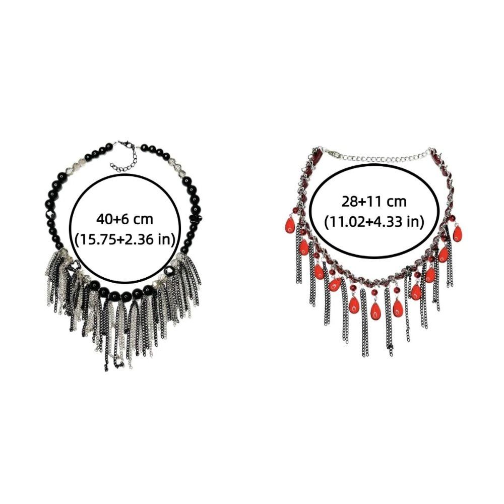 Vintage Tassel Beads Necklace Gothic Clavicle Chain Trendy Beaded Choker  Women