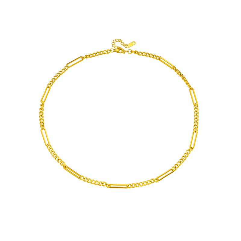 Gold Plated Mixed Link Chain Necklace Fashion Jewelry for Women