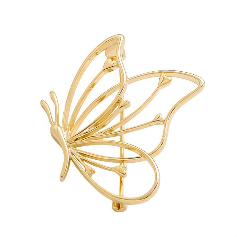 Cute Metal Butterfly Brooches For Women Elegant Hollow Out Smooth Butterfly Pin Fine Design Easy-Match Party Office Brooch Pins