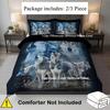 Moonlight Night Wolf 3D Print Quilt Cover Cartoon Wolf Duvet Comforter Polyester Soft Comfortable Night Sky Bedding Sheets Sets